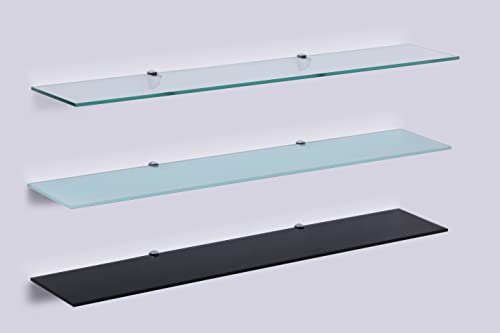 Euro Tische 40cm Glas Wandregal Klarglas, Glas Regal für Badezimmer, Klarglas Duschregal mit 6mm ESG Sicherheitsglas and Metallhaltern Montiert, Verschiedene Größen von Euro Tische