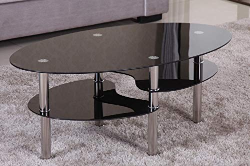 Euro Tische Couchtisch Glas mit 8mm Sicherheitsglas & Facettenschliff, Glastisch perfekt geeignet als Beistelltisch,Wohnzimmertisch (98x58x42cm, Schwarz) von Euro Tische