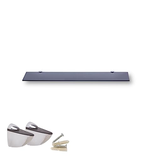 Euro Tische Glas Wandregal 60cm Schwarzglas - Badezimmer Regal aus Glas - 30-100 cm 6mm Glasscheibe aus ESG Sicherheitsglas - Wandboard schwarz an Metallhaltern Montiert von Euro Tische