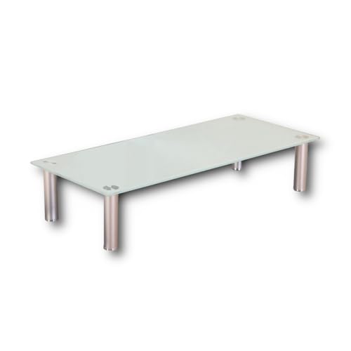 Euro Tische TV-Board TV-Rack Glas in 3 verschiedenen Größen & Farben - perfekt geeignet als Fernsehtisch oder Bildschirmständer, Weiß-Glas - 80cm von Euro Tische