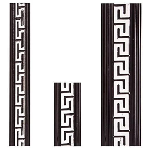 Stuckleisten Deckenleisten Kunststoff lackiert - Moderne Zierleisten in Schwarz-Silber (144 x 5,5 x 1,2 cm) von Euro Tische
