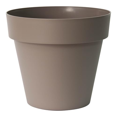 Euro3plast Blumentopf MITU ohne Untersetzer in rund aus Kunststoff 9 Farben und 10 Größen zur Wahl für den Innen- und Außenbereich (Taupe, 30 cm) von Euro3plast