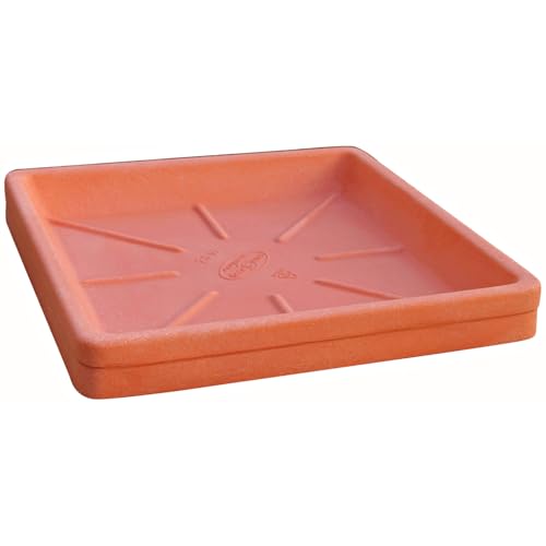 Euro3plast Neze Untersetzer für Blumentöpfe aus Kunststoff/Form: quadratisch/in den Farben Terrakotta und Schwarz / 7 Größen zur Wahl/Innen- und Außenbereich geeignet (Terrakotta, 36 x 36 cm) von Euro3plast