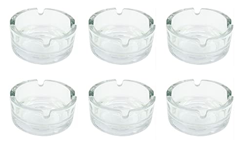 Aschenbecher Glasaschenbecher Ascher Glas stapelbar runde Ausführung für Zigaretten 6 Stück Set, Größe:Durchmesser 7 cm von EuroDiscount