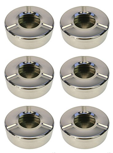 Aschenbecher Ascher Sturmaschenbecher Windaschenbecher Rund Edelstahl 6 Stück von EuroDiscount