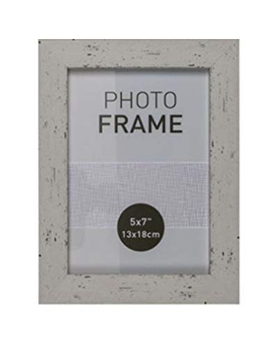 EuroDiscount Bilderrahmen Fotorahmen Kunststoff Rahmen in Holz Vintage Optik für Bildformat 13 x 18 cm 1 Stück, Farbe:Weiß von EuroDiscount