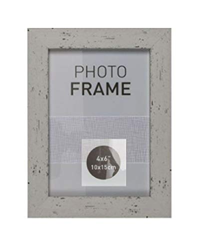 EuroDiscount Bilderrahmen Fotorahmen Kunststoff Rahmen in Holz vintage Optik für Bildformat 10 x 15 cm 1 Stück, Farbe:Weiß von EuroDiscount