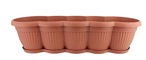 EuroDiscount Blumenkasten Balkonkasten Pflanzkasten mit Untersetzer Kunststoff 60 cm Farbauswahl, Farbe:Terracotta von EuroDiscount