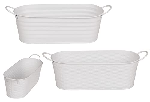 EuroDiscount Blumentopf Pflanztöpfe Pflanzeimer Eimer Metall Weiß lackiert 27,5 cm 2 Stück Sortiert von EuroDiscount