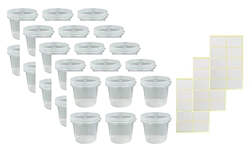 EuroDiscount Frischhaltedosen Vorratsdosen Aufbewahrungsdosen transparent rund stapelbar 35 ml 30 Stück mit Etiketten von EuroDiscount