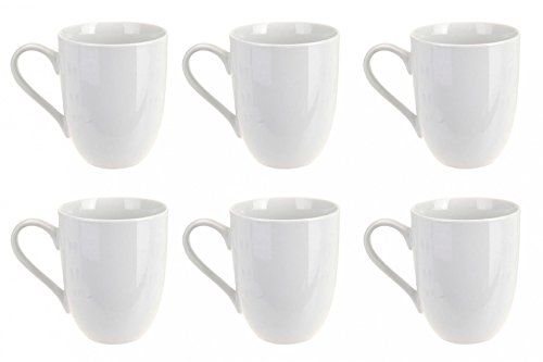 EuroDiscount Kaffeebecher Kaffeetasse Porzellan Weiß mit Henkel 6 Stück Set Modell-Auswahl, Modell:300 ml bauchige Form von EuroDiscount