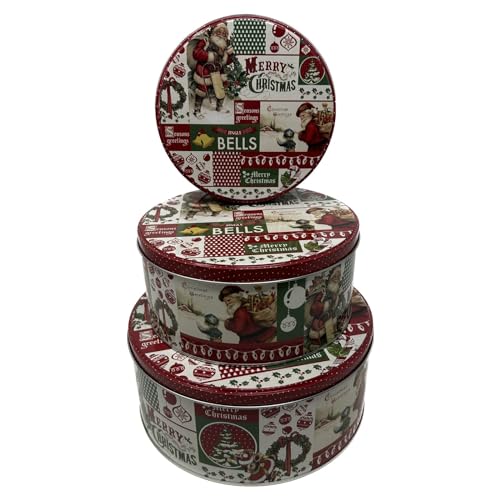 EuroDiscount Plätzchendosen Gebäckdosen Blechdosen Vorratsdosen Weihnachten verschiedene Motive auswählbar 3 Stück Set, Farbe:Silber von EuroDiscount