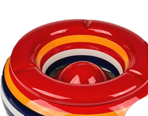 Sturmaschenbecher Aschenbecher für Balkon und Terrasse im Streifen Design Keramik, Größe/Stückzahl:Durchm 23 cm / 1 St. Rot von EuroDiscount