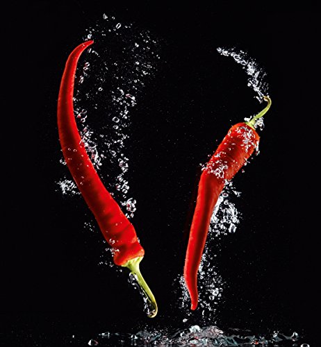 Eurographics Chilli Splash 60x65 ESG-Küchenspritzschutz, Glas, Mehrfarbig, 65 x 60 x 0,5 cm von EuroGraphics