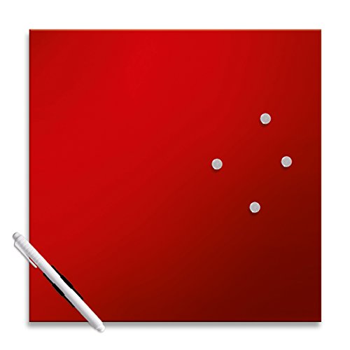 Eurographics Memo Board MB-RED3030 Magnet- und Schreibtafel aus Glas in rot (inklusiv Stift + Magnete) Red, 30x30#cm von EuroGraphics