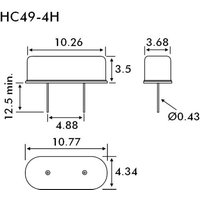 EuroQuartz Quarzkristall QUARZ HC49/US HC49/4H 16.384MHz 18pF (L x B x H) 3.68 x 10.26 x 3.5mm von EuroQuartz