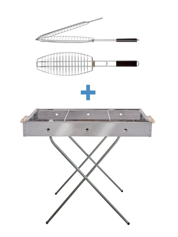 EuroStock Holzkohlegrill freistehender Edelstahl Barbecue Grill von EuroStock