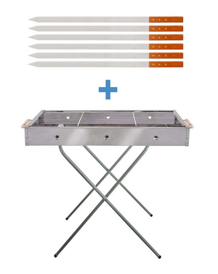 EuroStock Holzkohlegrill freistehender Edelstahl Barbecue Grill von EuroStock