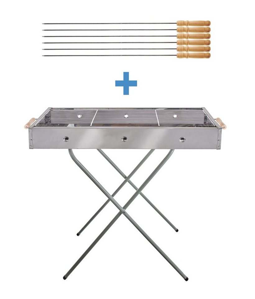 EuroStock Holzkohlegrill freistehender Edelstahl Barbecue Grill von EuroStock