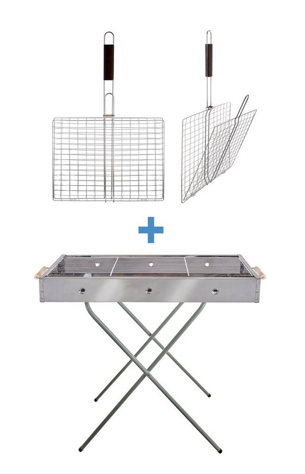 EuroStock Holzkohlegrill freistehender Edelstahl Barbecue Grill von EuroStock