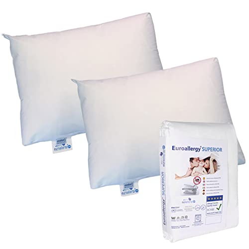 Euroallergy Superior | Set mit 2 Kissenbezügen gegen Milben | zertifiziertem Evolon®100-Gewebe | Anti-Allergie Schutz | Verschiedene Größen erhältlich (45 x 80 cm.) von Euroallergy
