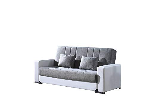 3-Sitzer-Container-Schlafsofa, 220 x 84 x 91 h cm, mit weißer Struktur und grauen Sitzen von Eurobrico