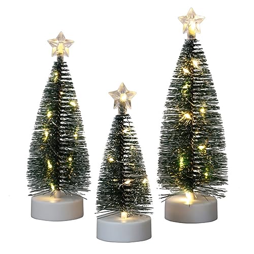 Eurobuy Künstlicher Weihnachtsbaum Mini Weihnachtsbaum mit Licht für Home Office Dekoration, 3 Stück von Eurobuy