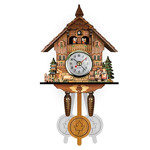 Eurobuy Traditionelle Kuckucksuhr aus Holz, Antikes Vintage-Design Uhr mit Pendel Wandwecker Dekoration für Wohnzimmer Schlafzimmer Cafe Restaurant Hotel von Eurobuy