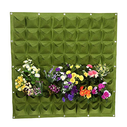 Eurobuy Vertikale Wand Garten Pflanzer 64 Taschen Vertikale Garten Filz Pflanzen Blume Wachsen Tasche Wandhalterung Lebende Pflanze Wachsen Tasche Weit Verbreitet für Indoor Outdoor von Eurobuy