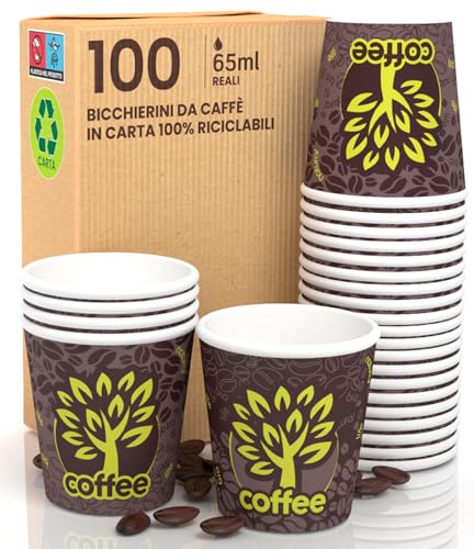 100 Kaffeebecher aus Papier, 65 ml, Brown Forest, umweltfreundlich, biologisch abbaubar, Einweg, klein, zum Mitnehmen, heiße Getränke 100 Kaffeebecher aus Papier, 65 ml, Brown Forest, umweltfreundlich, biologisch abbaubar, Einweg, klein, zum Mitnehmen, heiße Getränke von Eurocali
