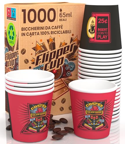 1000 Kaffeebecher aus Papier, 65 ml, FlipperCUP Umweltfreundliche & biologisch abbaubare Einwegbecher, klein, zum Mitnehmen, heiße Getränke von Eurocali