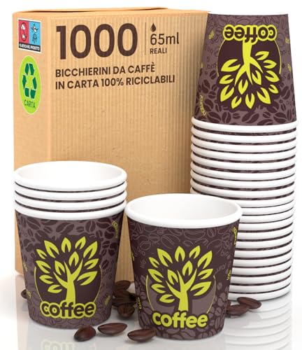 1000 Kaffeebecher aus Papier 65ml Brown Forest Umweltfreundliche Biologisch Abbaubare Einwegbecher Kleine Imbiss Heiße Getränke von Eurocali