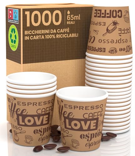 LoveBrownCUP 1000 Kaffeebecher aus Papier, 65 ml, umweltfreundlich, biologisch abbaubar, Einwegbecher, klein, zum Mitnehmen, heiße Getränke LoveBrownCUP 1000 Kaffeebecher aus Papier, 65 ml, umweltfreundlich, biologisch abbaubar, Einwegbecher, klein, zum Mitnehmen, heiße Getränke von Eurocali