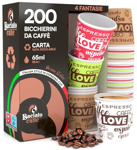 200 Pappbecher 65 ml LoveCUP Mix umweltfreundliche biologisch abbaubare Einwegbecher klein zum Mitnehmen heiße Getränke von Eurocali