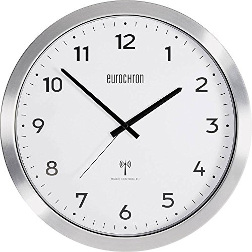 Eurochron EFWU 2600 Funk Wanduhr 38 cm Aluminium (gebürstet) von Eurochron