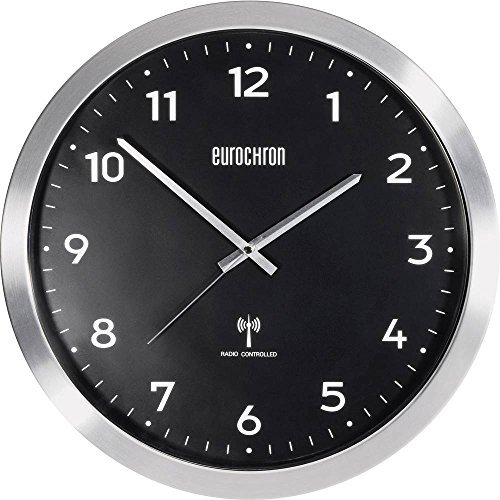 Eurochron EFWU 2601 Funk Wanduhr 38 cm x 48 mm Aluminium (gebürstet) von Eurochron