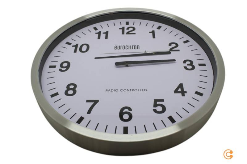 Eurochron EFWU 9000 DCF Funk Wanduhr Funkuhr Uhr analog Silber SIEHE TEXT/FOTO von Eurochron