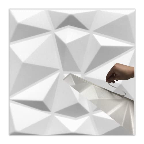 10qm / 3D Wandpaneele !!!Selbstklebend!!! Wandverkleidung Deckenpaneele Platten Paneele DIAMANT WHITE POLYSTYROL MATERIAL (10qm = 40Stück) von Eurodeco