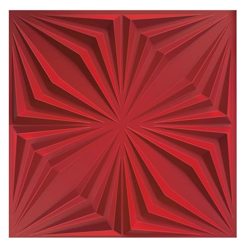 12PCS/3 m² 3D Paneele PVC Kunststoffpaneele Wandpaneele Gaming Zimmer Wand Decke 3D Optik Brillant (12) PVC 3D Platten, D126 Rot von Eurodeco