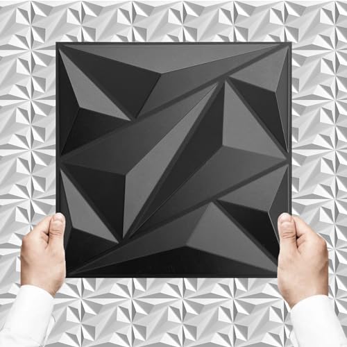 Eurodeco 30x30cm 3D Paneele PVC Kunststoffpaneele Wandpaneele Gaming Zimmer Wand Decke 3D Optik PVC 3D Platten 10 Stück - 0,9m² Schwarz D137-1 von Eurodeco