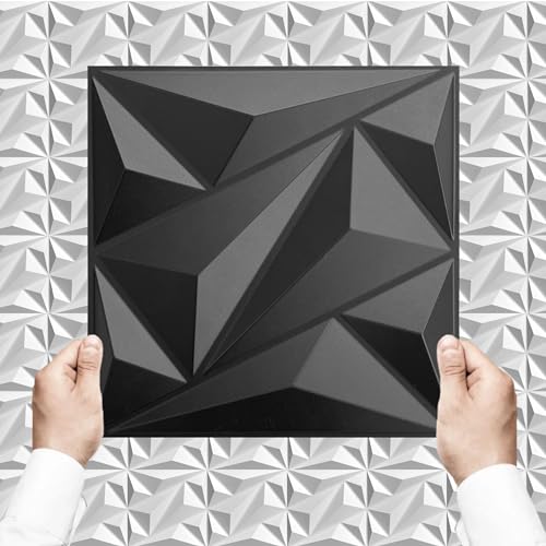 30x30cm 3D Paneele PVC Kunststoffpaneele Wandpaneele Gaming Zimmer Wand Decke 3D Optik PVC 3D Platten 10 Stück - 0,9m² Schwarz D137-1 von Eurodeco