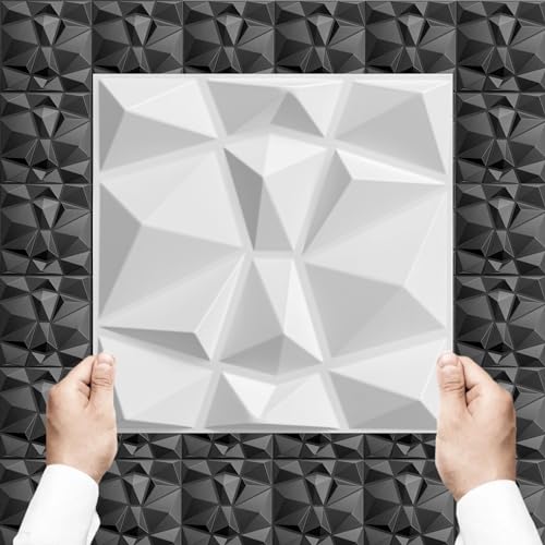 Eurodeco 30x30cm 3D Paneele PVC Kunststoffpaneele Wandpaneele Gaming Zimmer Wand Decke 3D Optik PVC 3D Platten 10 Stück - 0,9m² Weiß D094-1 von Eurodeco