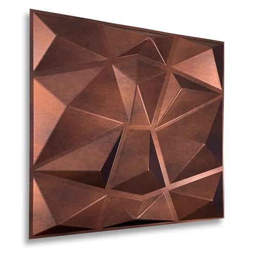 3D Paneele 50x50cm PVC Kunststoffpaneele Wandpaneele Gaming Zimmer Wand Decke 3D Optik 8 Stück 2m² PVC 3D Platten D094 Kupfer von Eurodeco