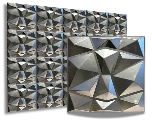 Eurodeco 50x50cm - 10 m² - 3D Paneele PVC Kunststoffpaneele 40 Stück Wandpaneele Gaming Zimmer Wand Decke 3D Optik Diamant Brushed PVC 3D Platten von Eurodeco