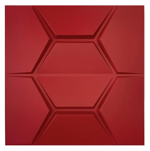 3D Paneele PVC Kunststoffpaneele Wandpaneele Gaming Zimmer Wand Decke 3D Optik Hexagon (20) PVC 3D Platten, D154 Rot von Eurodeco
