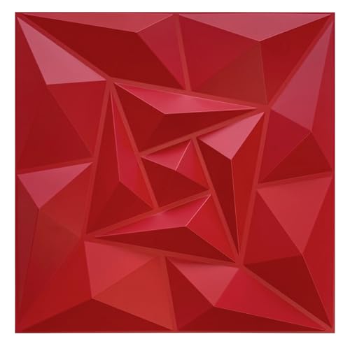 3D Paneele PVC Kunststoffpaneele Wandpaneele Gaming Zimmer Wand Decke 3D Optik Quarz (20) PVC 3D Platten, D175 Rot von Eurodeco