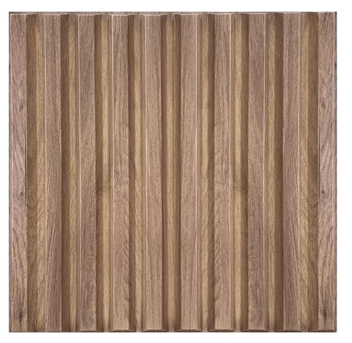 3D Paneele PVC Kunststoffpaneele Wandpaneele Holzimitat Wand Decke 3D Optik Holz Lamellen (20) PVC 3D Platten, D167 Braun von Eurodeco