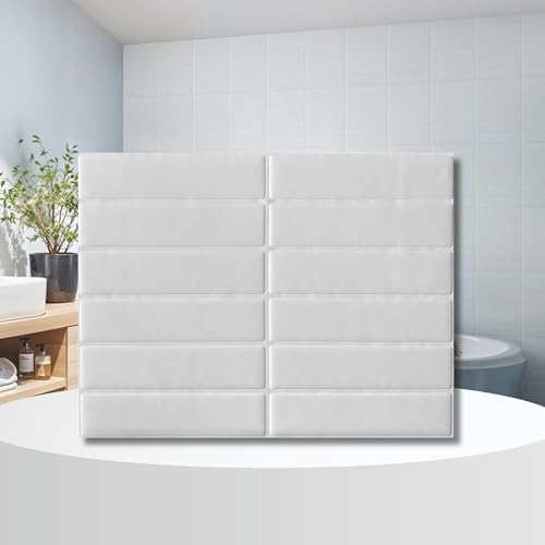 3D Tapeten Paneele Kunststoff - PU-Kleber + PET - selbstklebend Wandpaneele Steinoptik Wasserdicht Wandverkleidung Steintapete Aufkleber (23x29cm - 1 Stück = 0.065m²) (Weiß YJC0203, 0.065m² - 1 Stück) von Eurodeco