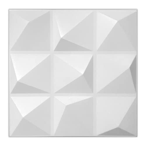 3D Wandpaneele Dekoren Wandverkleidung Deckenpaneele Platten Paneele Wanddeko Wandtattoos POLYSTYROL MATERIAL STYROPOR ARTIG 3D / 3m²-12PCS Pyramide White 3mm stärke von Eurodeco