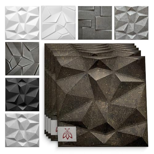Eurodeco 3D Wandpaneele - 3D Wandverkleidung Paneele - Dekoren Deckenpaneele - Wanddeko Platten - Wandtattoos aus Polystyrol XPS - 50 x 50 cm, 3 mm Stärke, Diamant Betonoptik 44, 16 Stück (4m²) von Eurodeco